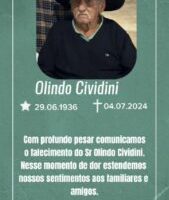 Luto – MARUMBI: Morre o pioneiro Olindo Cividini, o popular “Neno Catarinense” aos 88 anos