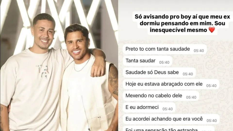 Lucas diz que Carlinhos dormiu com outro pensando nele: "Inesquecível"