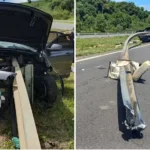 Guard rail atravessa BMW ocupada por família de Maringá e mata criança de 5 anos na BR-376