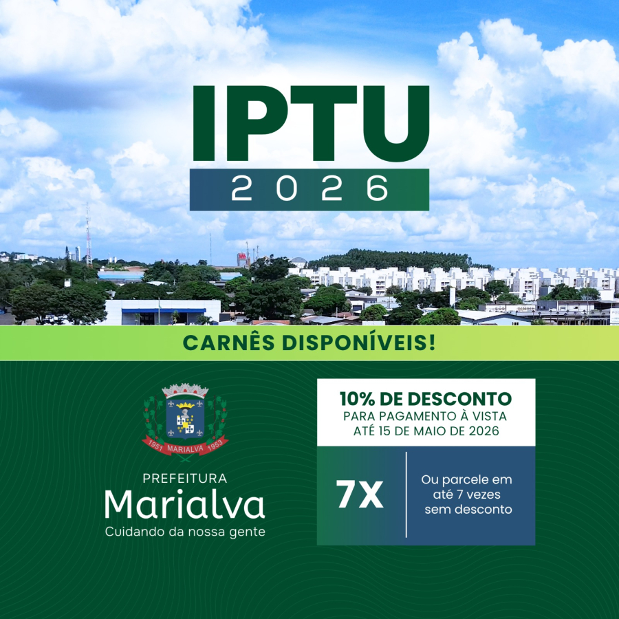 IPTU 2026: Carnês já estão disponíveis em Marialva; saiba como emitir e garantir desconto